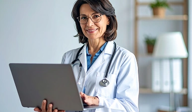 Licensed clinician reviewing patient health profile